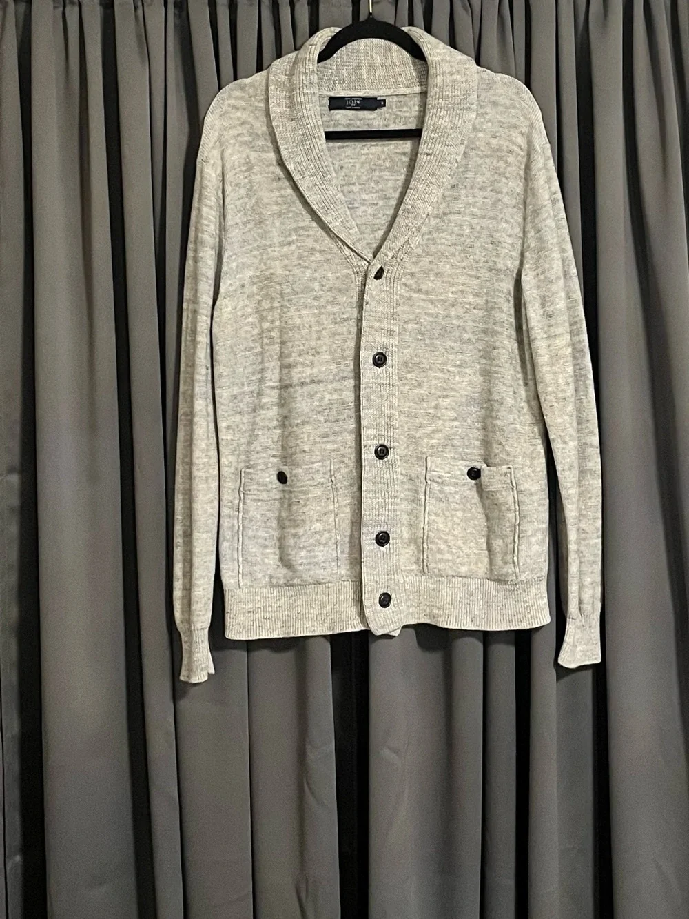 J. Crew Men’s Shawl Collar Cardigan in Light Gray